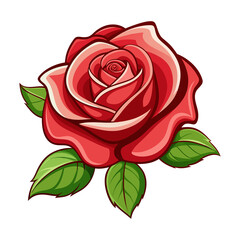 Color red rose vector art illustration