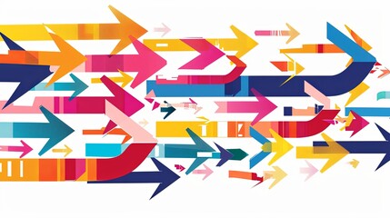 Poster - Vibrant Abstract Colorful Arrows Overlapping in Dynamic, Swirling Motion