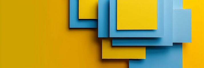 Poster - Captivating Design Featuring Abstract Blue Squares Set Against a Vibrant Yellow Background