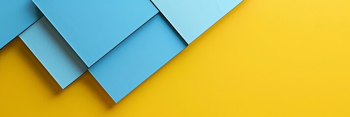 Poster - Blue Square Lines on a Yellow Background Illustrating Simplicity and Clarity in Design