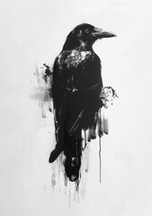 Poster - a black bird with a splattered beak