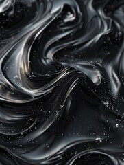 Canvas Print - a black liquid swirl with white dots on it