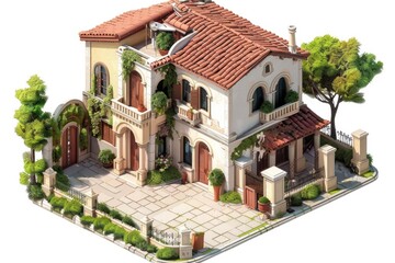 Wall Mural - A beautiful house with numerous windows on the facade