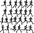© Tanvir - Set running silhouettes. Vector illustration.