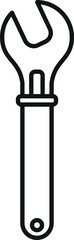 Poster - black and white line drawing of an adjustable wrench, ideal for projects involving construction or r