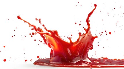 Poster - A droplet of red liquid splashes onto a white surface, creating a small stain