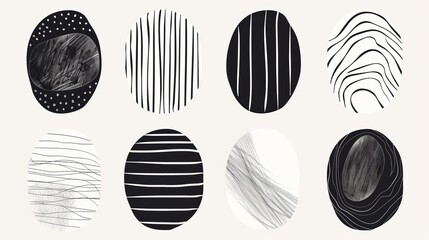 Poster - This image portrays black and white abstract circles, each with unique designs, textures, and patterns, highlighting a creative and minimalist approach to art.