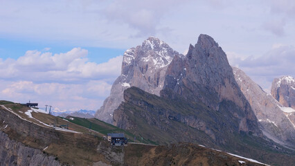 Wall Mural - Italy dolomites natural park Seceda hill and general images with drone