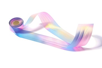 Poster - A colorful ribbon lying flat on a white background