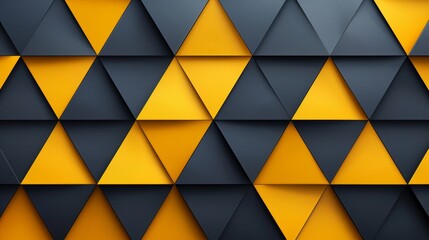 Wall Mural - Dark and yellow neon geometric 3d abstract background with diamond shape in minimalist style, banner