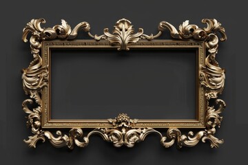 Aufkleber - A decorative gold frame mounted on a dark-colored wall