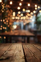 Poster - A wooden table with numerous lights on top