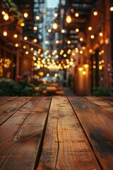 Poster - A wooden table covered with numerous lights providing warm and cozy ambiance