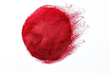 Poster - A close-up shot of a bright red circle sitting on a plain white surface, ideal for use in designs where bold color is needed