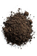 Poster - A close-up shot of a pile of dirt on a clean white surface