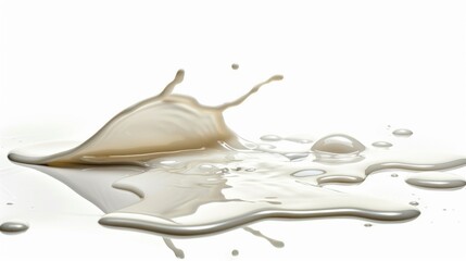Poster - A small amount of milk splattered on a white surface, suitable for use in food or science related contexts
