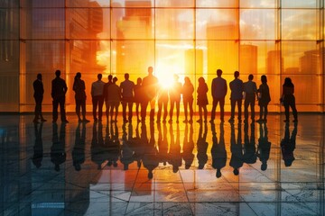 Aufkleber - A group of people standing outside a building, possibly waiting or taking a break