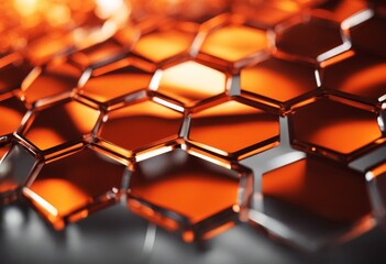 Sticker - hexagon typical abstract xagon three dimensional background orange illustration texture