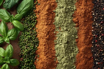 Poster - A collection of various spices and herbs displayed on a table for cooking or decoration purposes