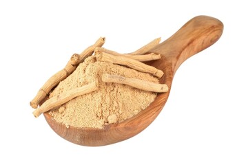 Aufkleber - A wooden spoon filled with some type of root, great for cooking or photography props
