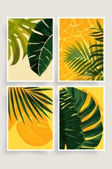 Poster - A collection of colorful tropical leaves arranged on a surface