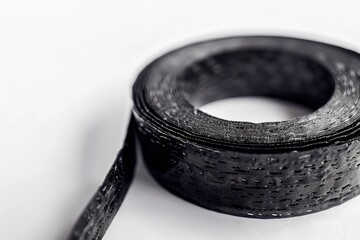 Poster - A close-up shot of black tape on a white surface