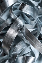 Aufkleber - A close-up shot of a bunch of silver ribbons, perfect for decorative or celebratory purposes