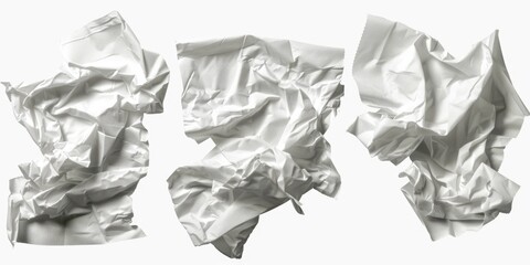 Aufkleber - Three pieces of crumpled paper lying on a white surface