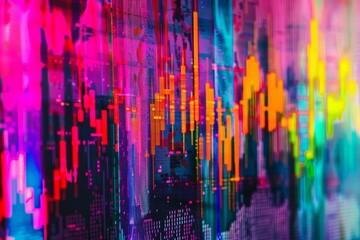 A stock market chart with vibrant colors representing the ebb and flow of market sentiment