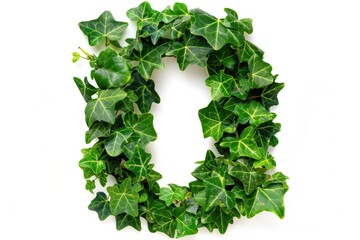 Poster - A simple wreath made of green leaves placed on a white surface, suitable for decoration or botanical illustration