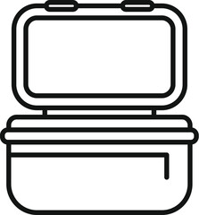 Poster - open lunchbox with clasps icon, thin line style