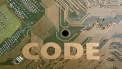 Poster - Circuit Board with CODE Text Highlight