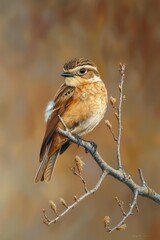 Poster - A small bird sitting on a tree branch, looking around