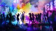 © Ziyan - Nightclub dance competition, dynamic and energetic, digital watercolor, showcase of talent
