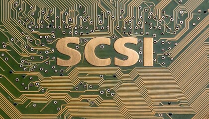 Poster - SCSI Circuit Board Close-Up with Electronic Microchip Details
