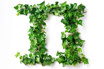 Wall Mural - Picture of a letter 'd' composed of green ivys, with a natural and earthy tone