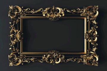 Aufkleber - A decorative golden frame adorns a dark-colored wall