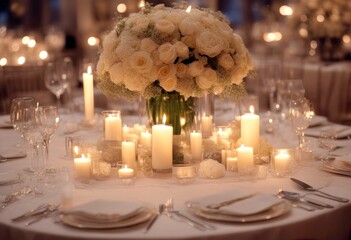 Wall Mural - setting for formal fancy elegant table suitable candles arrangement event celebration candle dinner planning