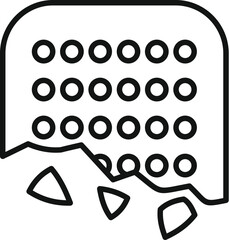 Poster - tablet dropping and breaking screen protection glass icon, outline style