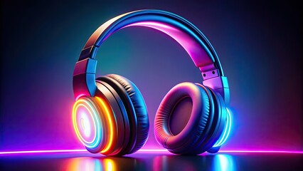 Vibrant headphones with customizable LED lights in various colors , technology, music, headphones, art, customizable