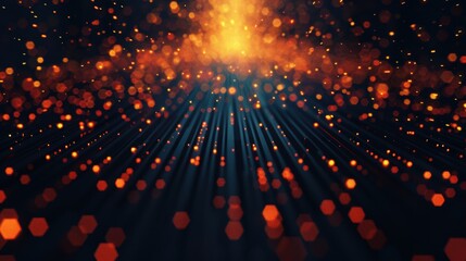 Poster - Abstract orange and black bokeh light effect with glowing particles. Perfect for festive, abstract, and digital backgrounds.