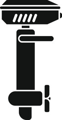 Poster - Black silhouette of a motor boat propeller engine, a powerful tool for water transportation