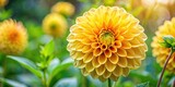 Vibrant yellow dalia flower blooming in the garden, yellow, dalia, flower, garden, nature, vibrant, blooming, petals, botanical