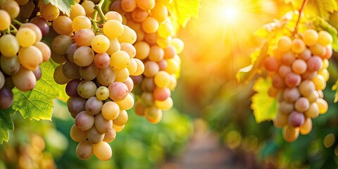 Glistening grapes on the vine, fruit, vineyard, harvest, agriculture, organic, freshness, nature, summer, green, healthy, farm, vine