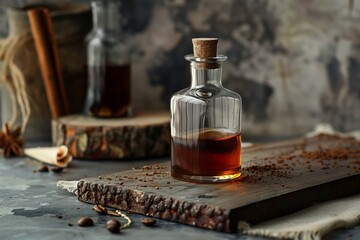 Wall Mural - Coffee syrup in a glass bottle