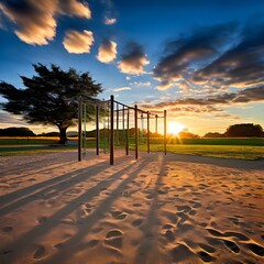 Sunny and cloudy day at a playground park