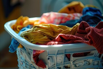 Wall Mural - a basket filled with clothes sitting on top of a table