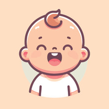 cute baby laughing in a flat design style