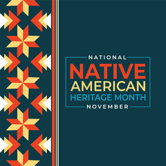 Native american heritage month greeting. Vector banner, poster, card, flyer, content for social media