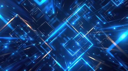 Wall Mural - Futuristic Blue Neon Tunnel with Reflective Floor